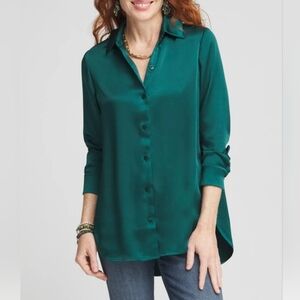 Chico's Emerald Green Women's Button-Up Blouse